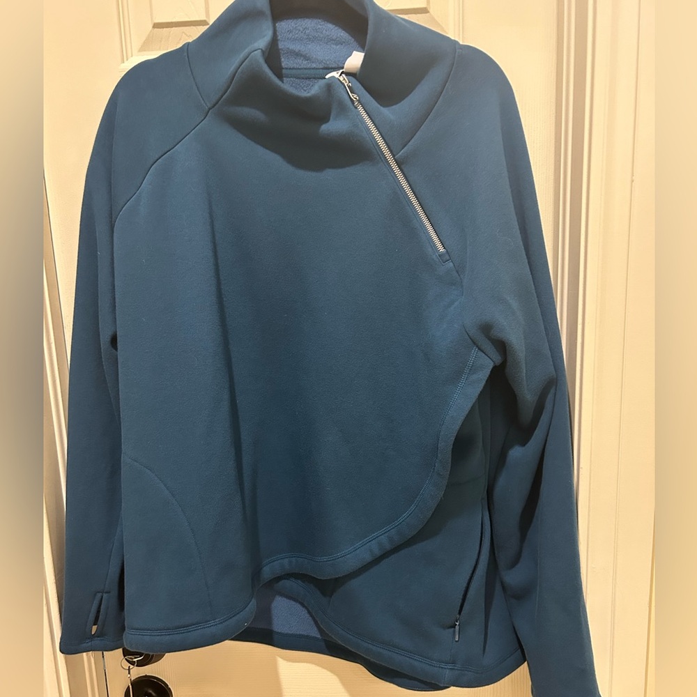 Athleta blue sweatshirt with mock zipper neck 1X